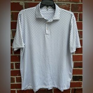 Peter Millar Summer Comfort Skull Crossbone Pattern Short Sleeve L Golf Polo C4